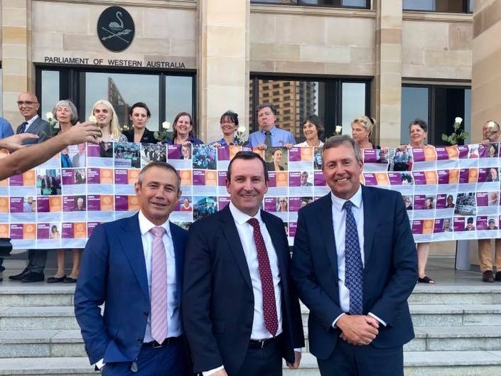 Reece with Mark McGowan and Roger Cook as VAD Legislation passed Parliament